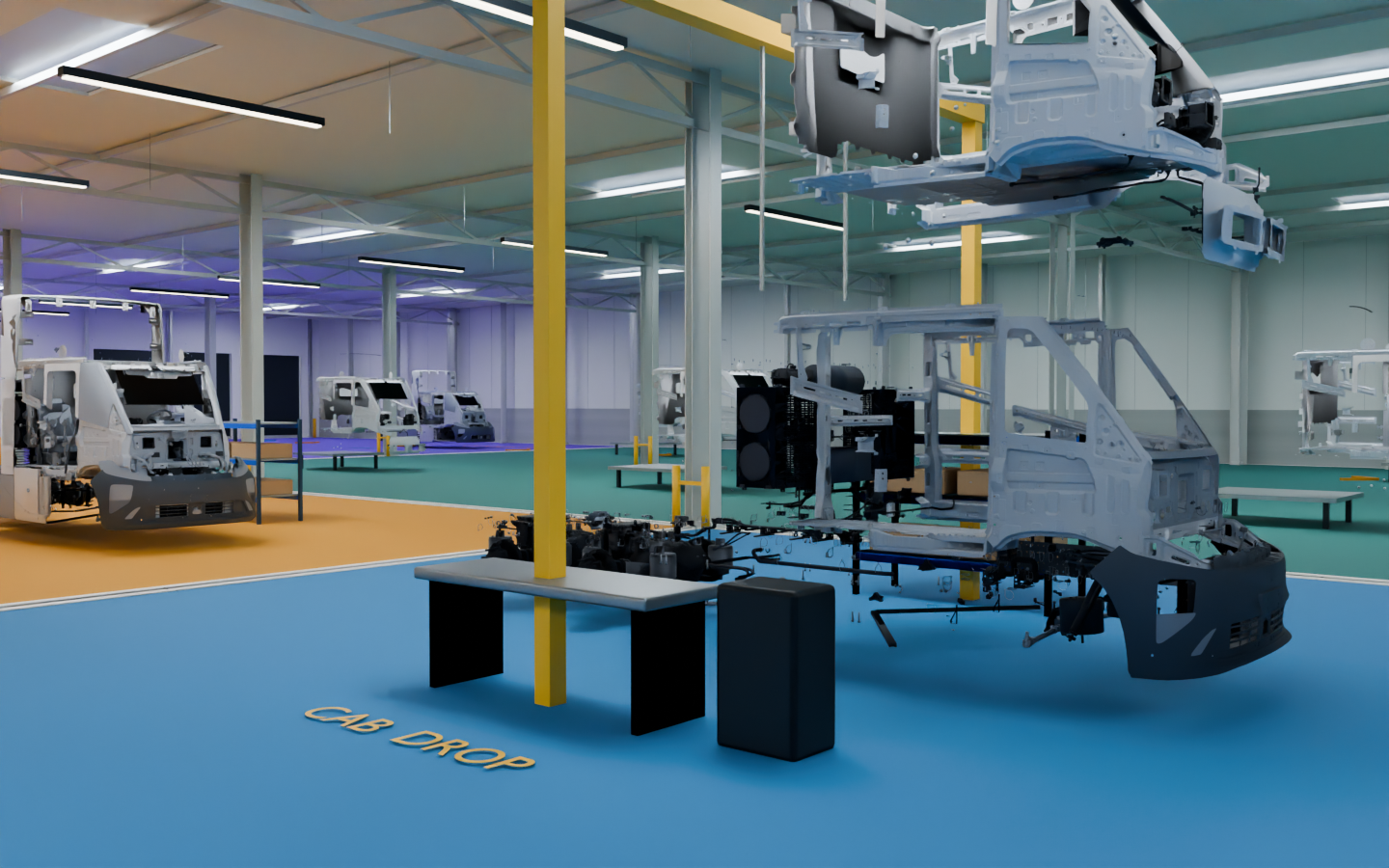 Interior rendering of the Antwerp Phase 1 assembly hall