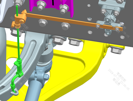 Link and axle end connection detail