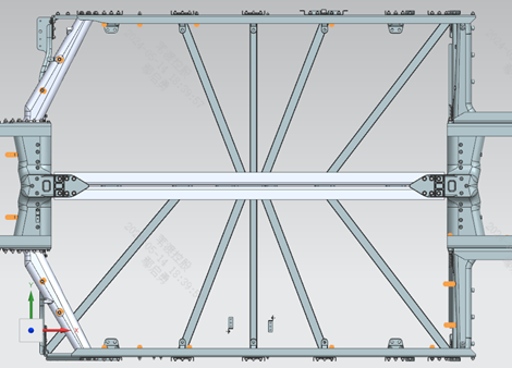 Rear section left frame bracket installation position