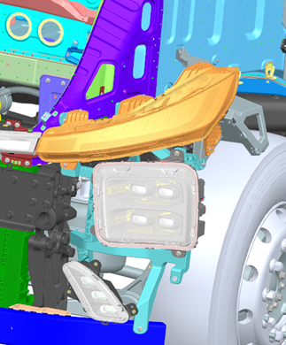 Front combination lamp installation position overall diagram