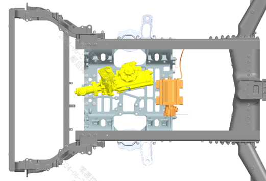 Electric oil pump bracket and oil line bracket installation position