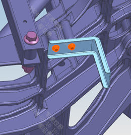 Upper wheel arch mounting bracket detail