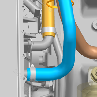 Rear water pump outlet pipe sub-assembly detail