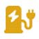 The image depicts a yellow fuel pump symbol with a plug connected to it. AI-generated content may be incorrect.