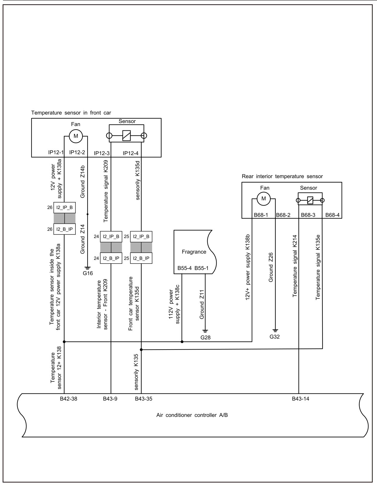 7.1.5.8 Front Interior Temperature Sensor Fault — circuit diagram