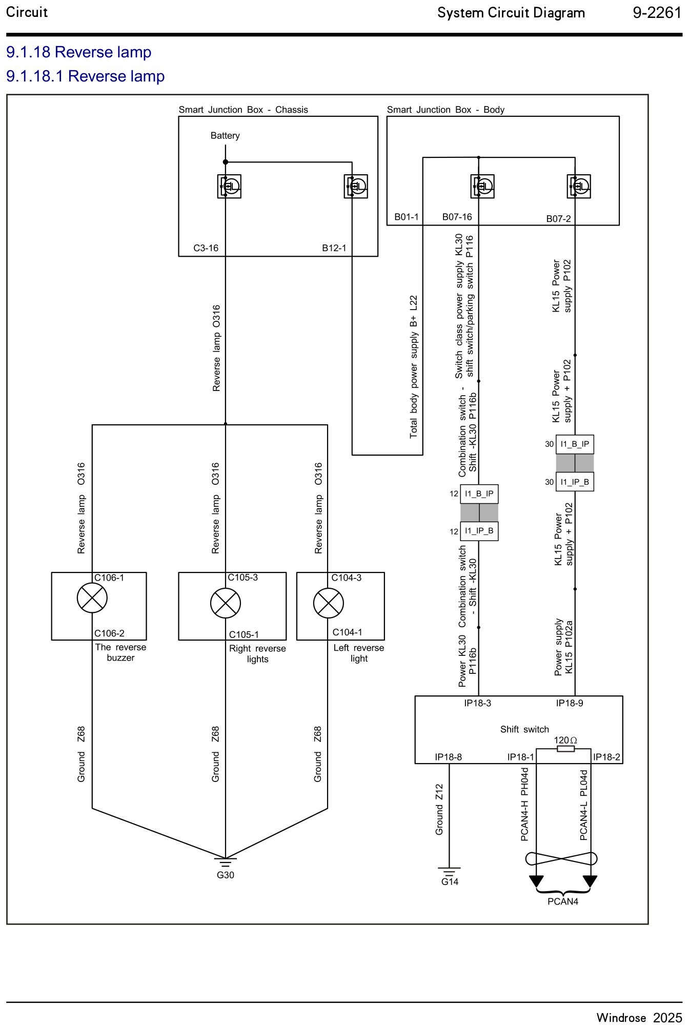 9.1.18.1 Reverse lamp — circuit diagram