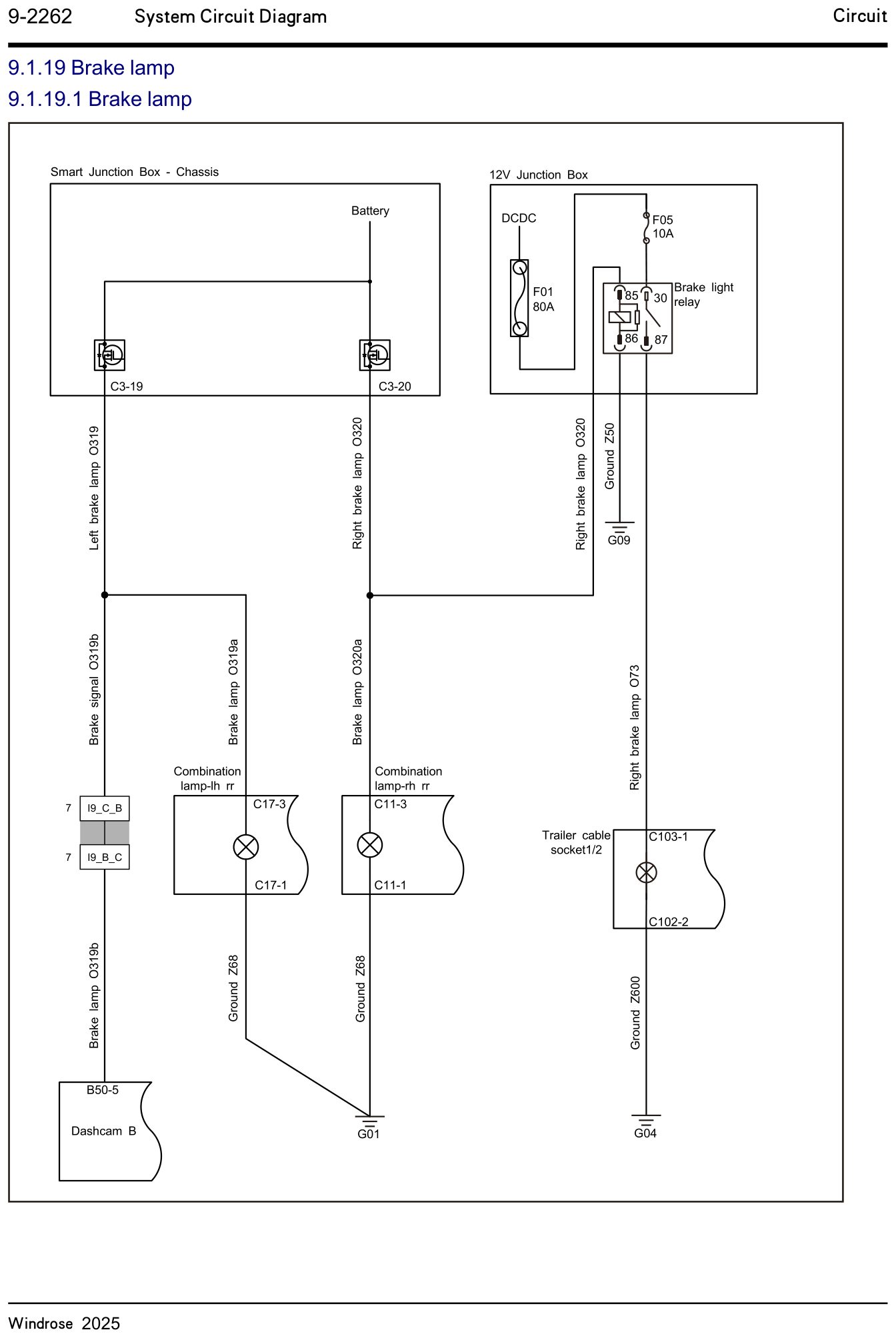 9.1.19.1 Brake lamp — circuit diagram