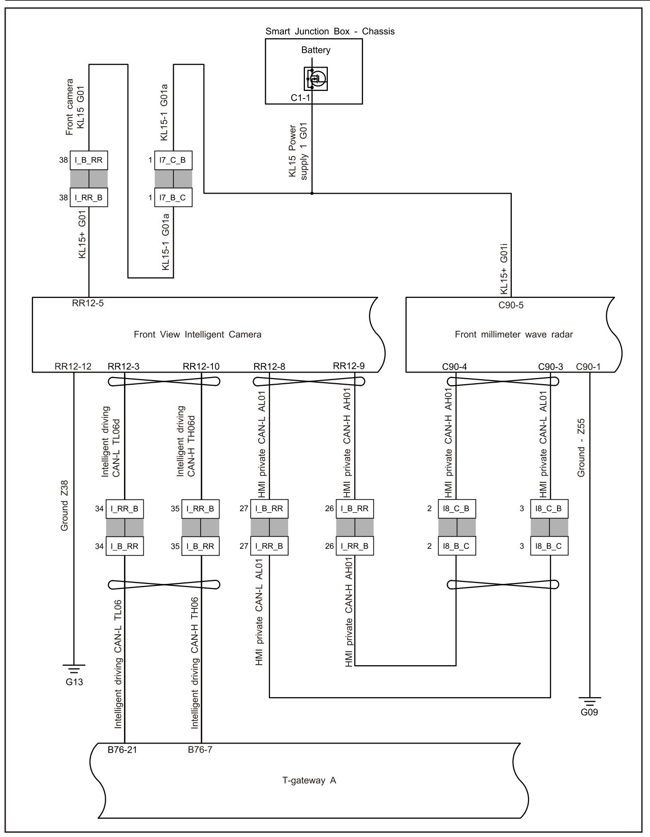 5.1.4.6 Front View Intelligent Camera Power Fault — circuit diagram