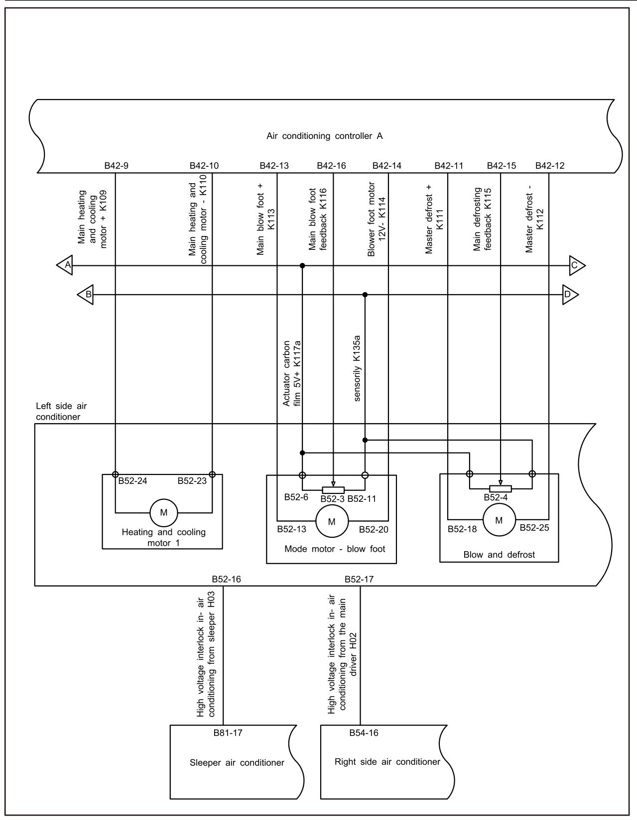 7.1.5.11 Left Air Conditioner Internal And External Circulation Motor Fault — circuit diagram