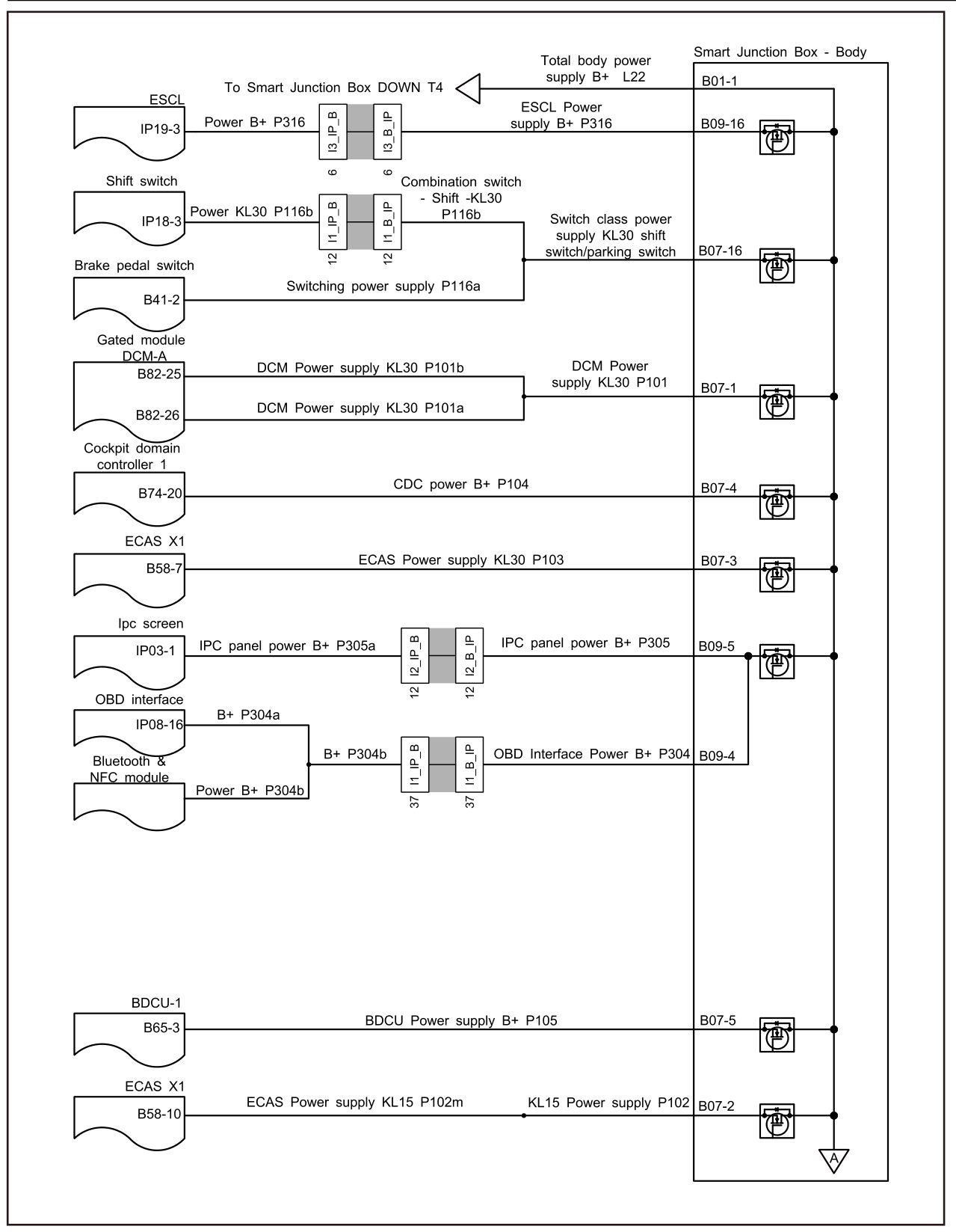 7.4.6.15 ECAS Power Supply Circuit Fault — circuit diagram