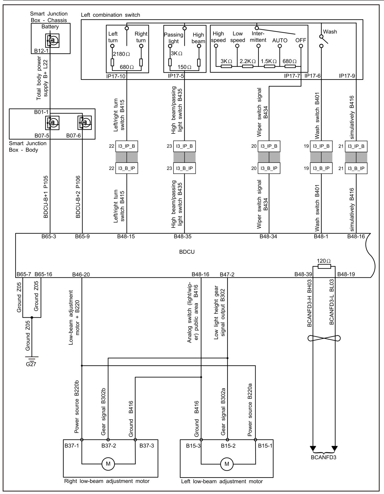 7.8.5.5 Usterka zasilania BDCU — schemat obwodu (1/2)