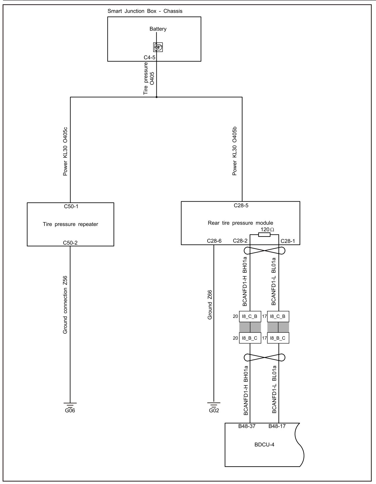 8.10.4.7 Rear Tire Pressure Module Communication Fault — circuit diagram