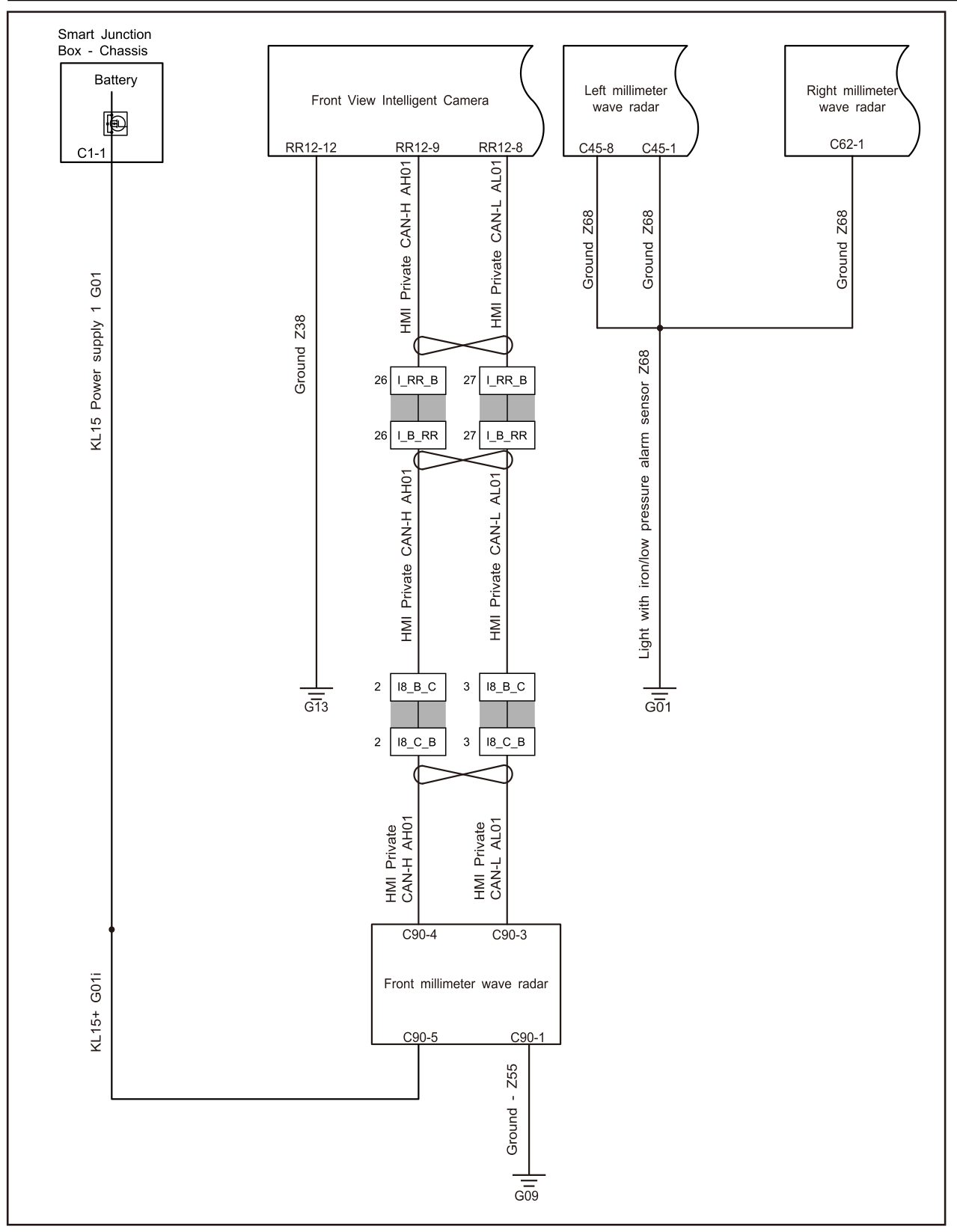 5.1.4.12 Left Millimeter Wave Radar Power Fault — circuit diagram (2/2)